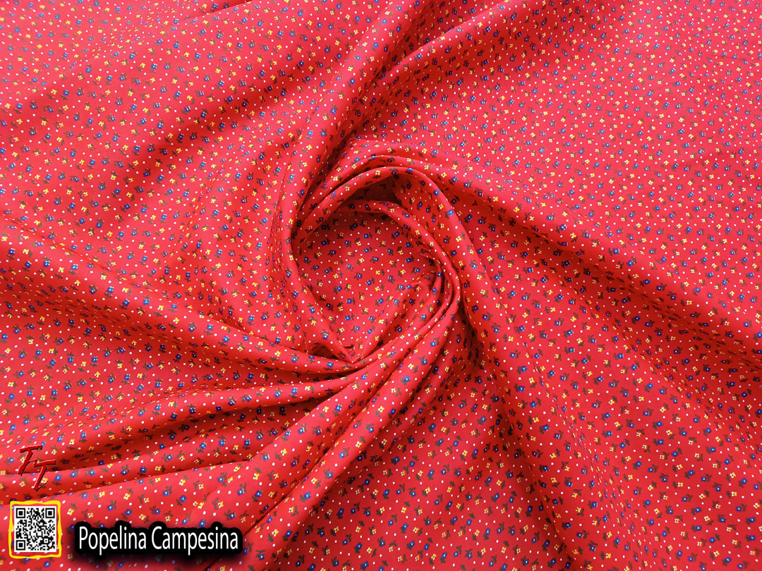Tela de popelina de algodón rojo rubí