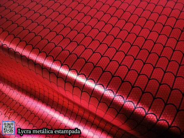 Lycra metálica estampada | Rojo