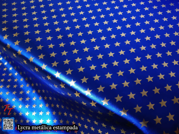 Lycra metálica estampada | Azul